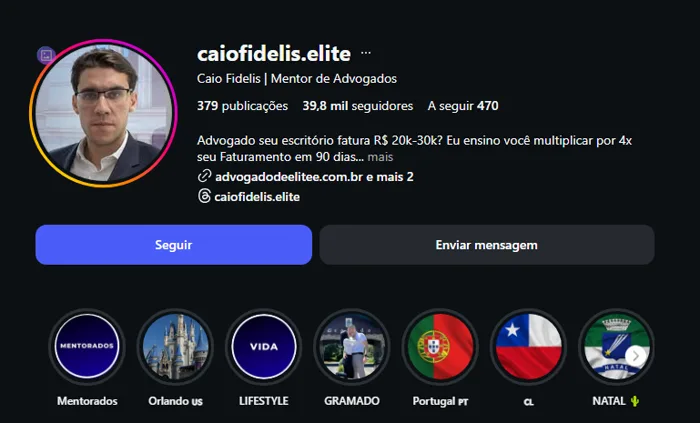 Perfil do Instagram de Caio Fidelis