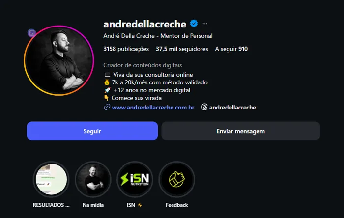 Perfil do Instagram de André Della Creche